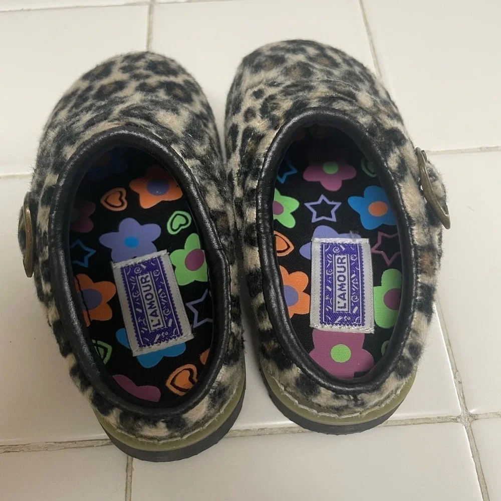 Lamour Leopard Clogs Toddler Size 5 NIB Slip On Fur Girls